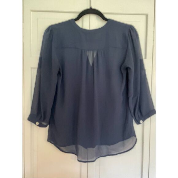 H&M navy pleat front blouse - Picture 5 of 9